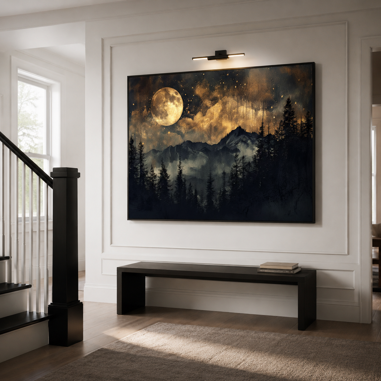 Gilded Moon Over Silent Pines