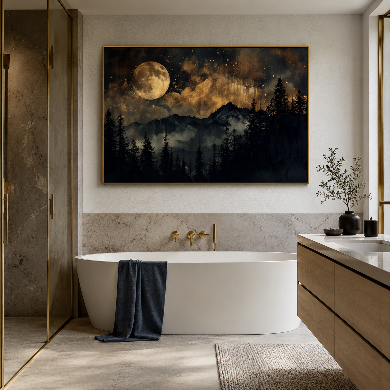 Gilded Moon Over Silent Pines