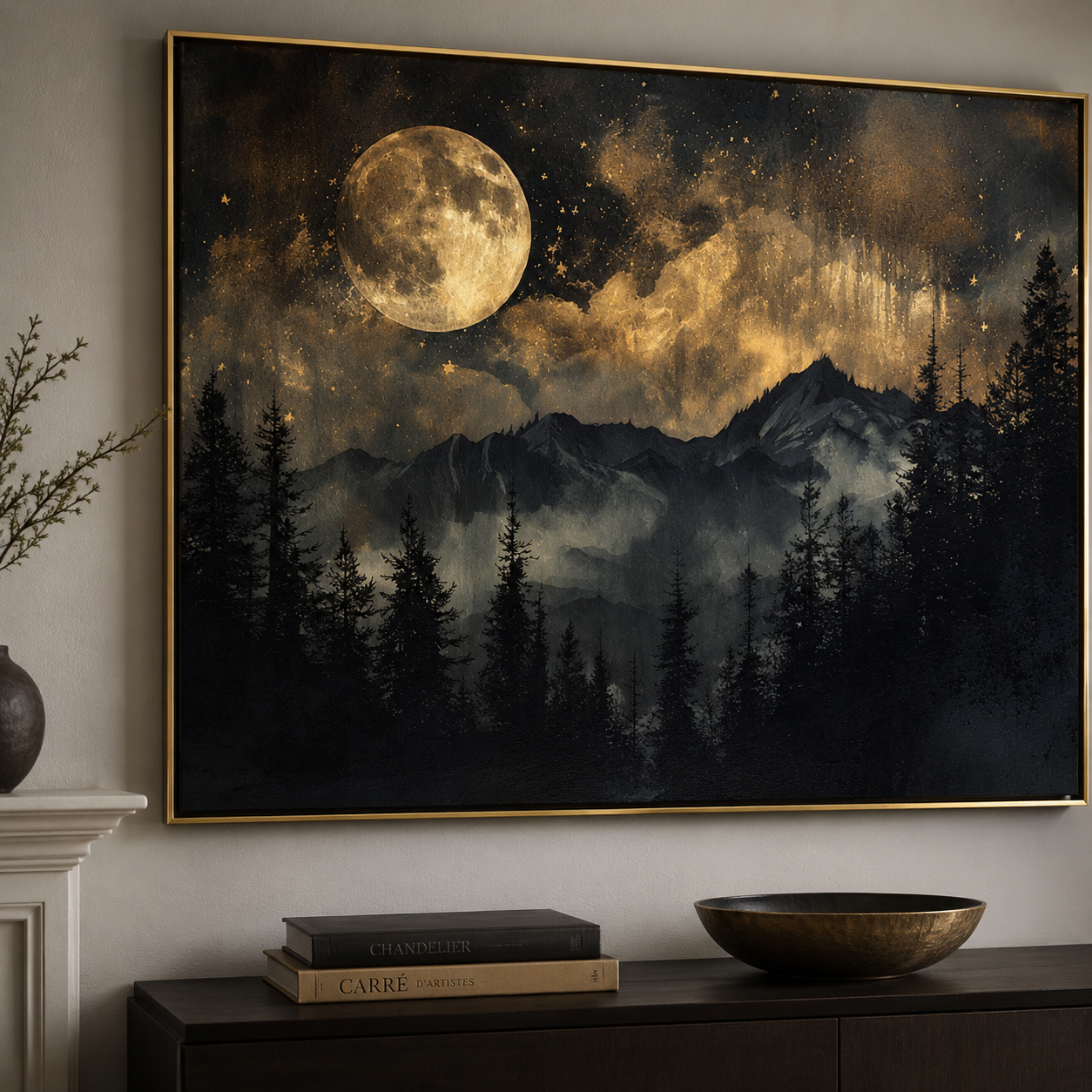 Gilded Moon Over Silent Pines