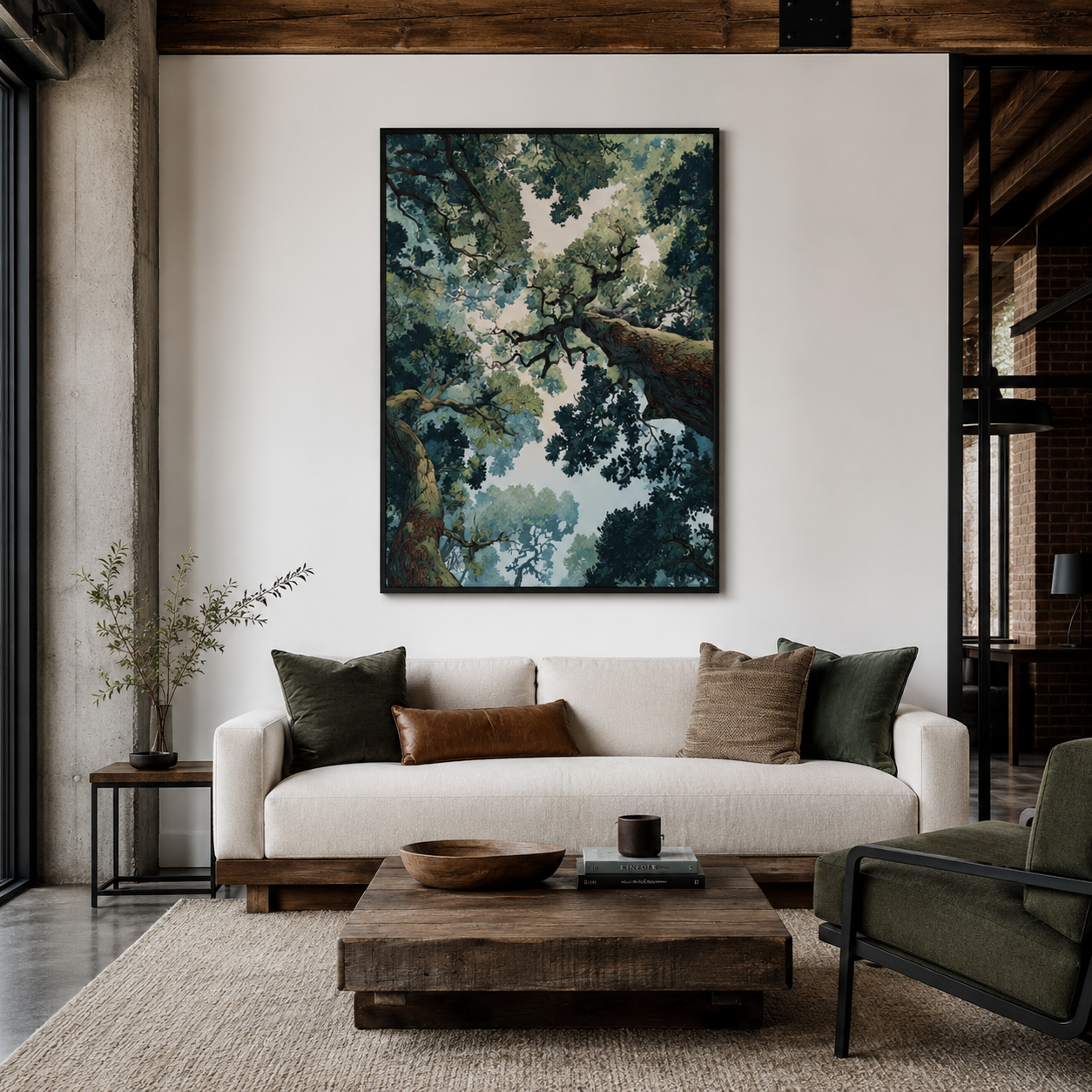 Sunlit Forest Canopy Nature Canvas Wall Art