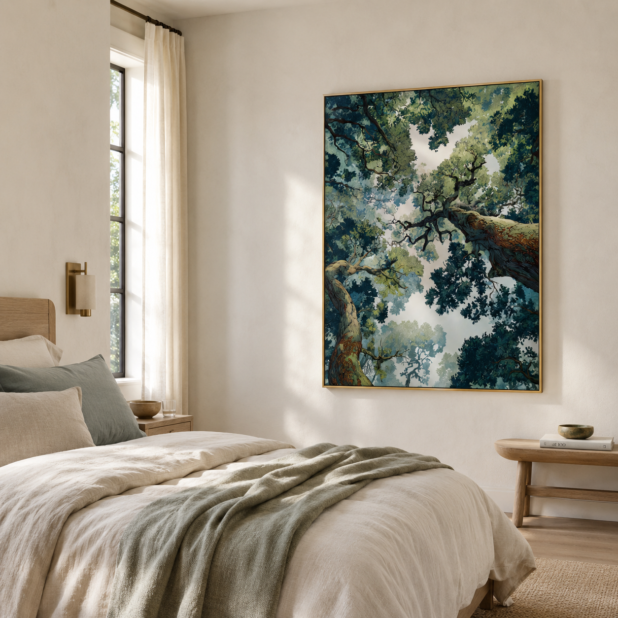 Sunlit Forest Canopy Nature Canvas Wall Art