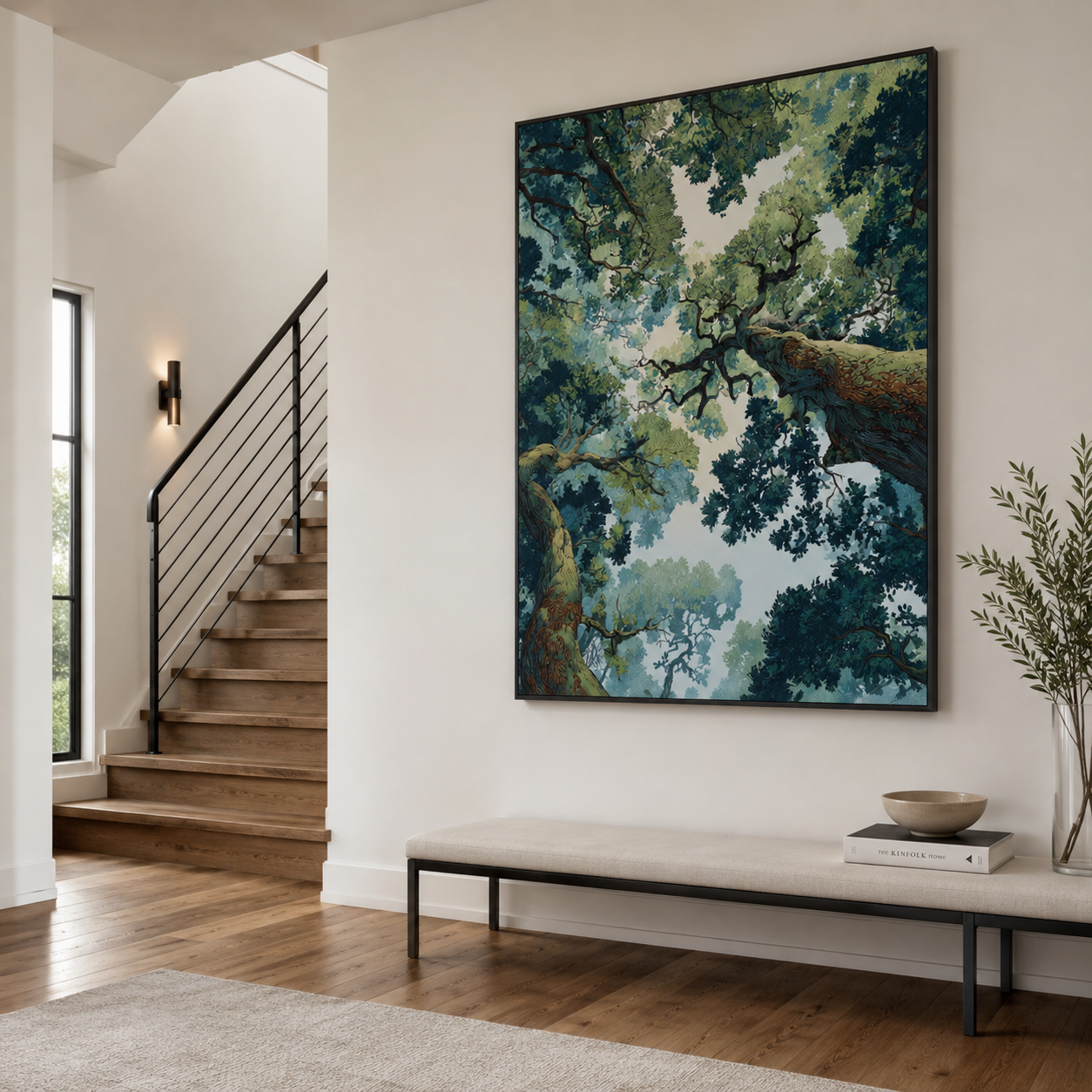 Sunlit Forest Canopy Nature Canvas Wall Art