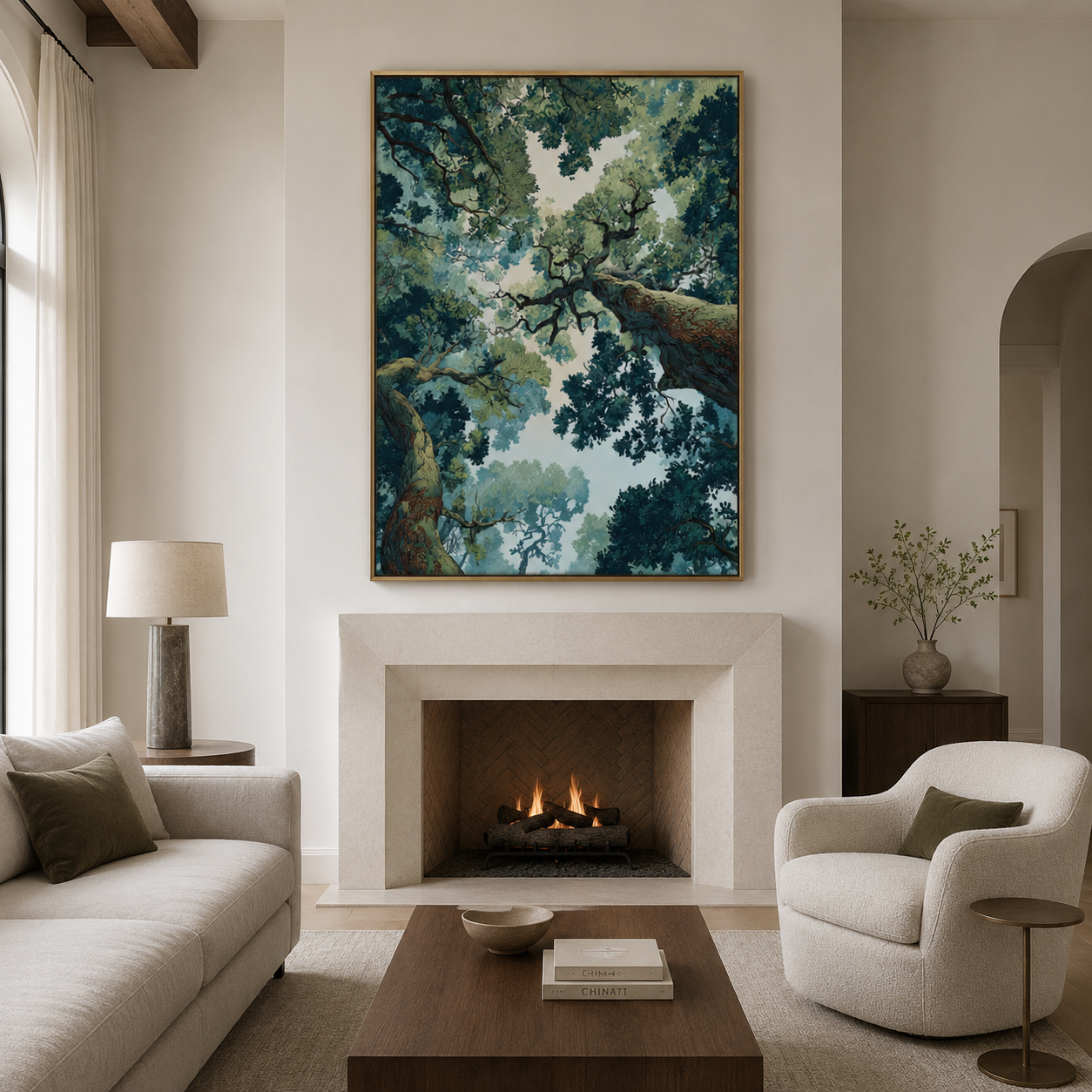 Sunlit Forest Canopy Nature Canvas Wall Art