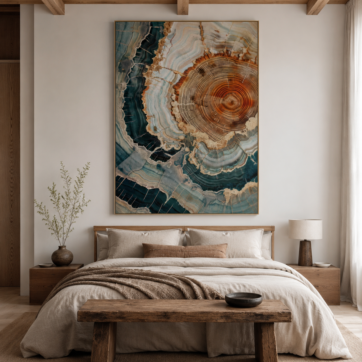 Teal and Rust Agate Geode Abstract Canvas Wall Art
