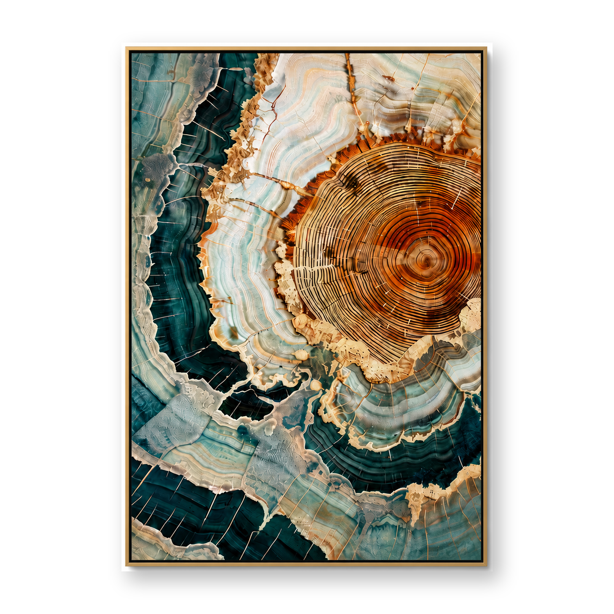 Teal and Rust Agate Geode Abstract Canvas Wall Art
