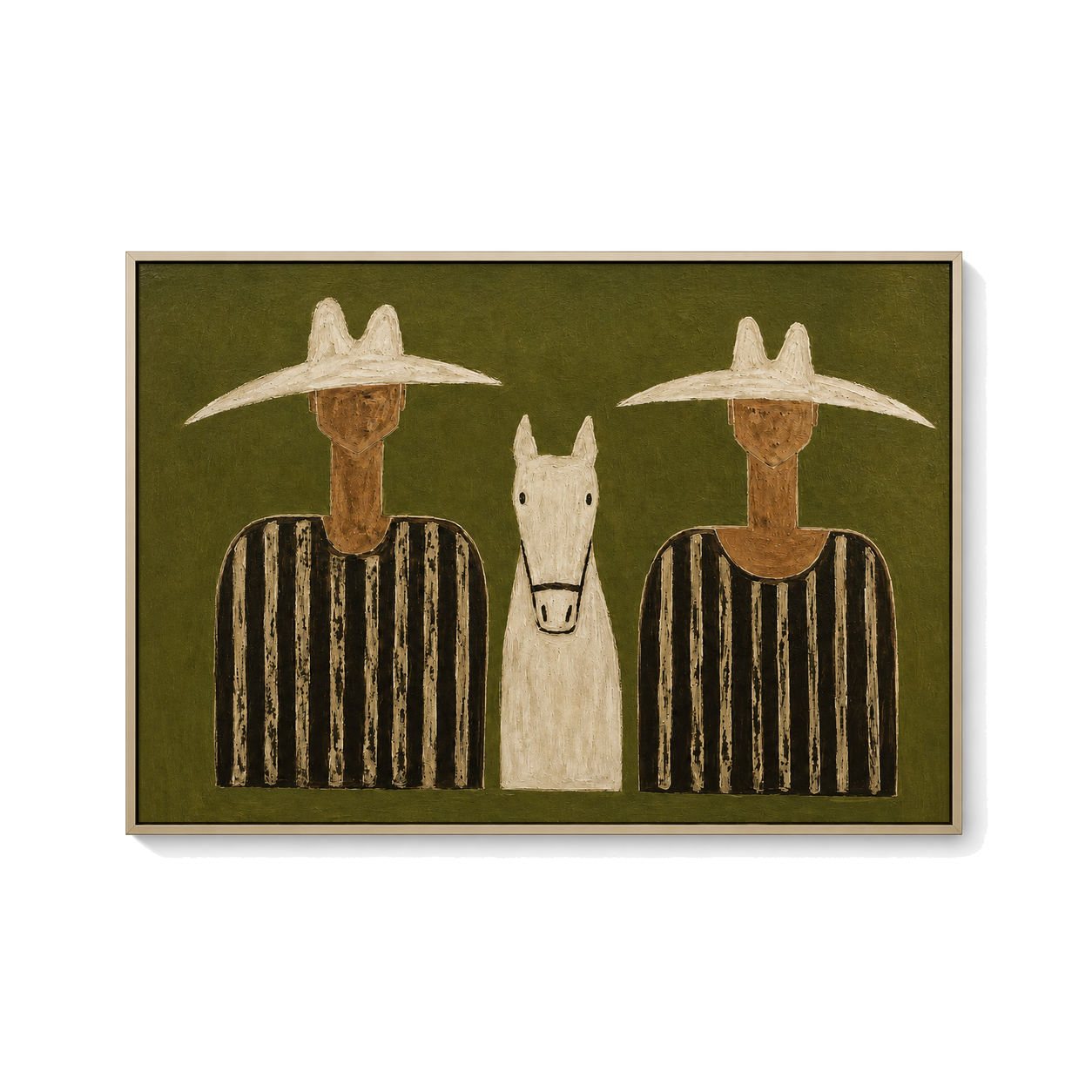 Western Cowboys and Horse Oil Painting | Folk Wall Art