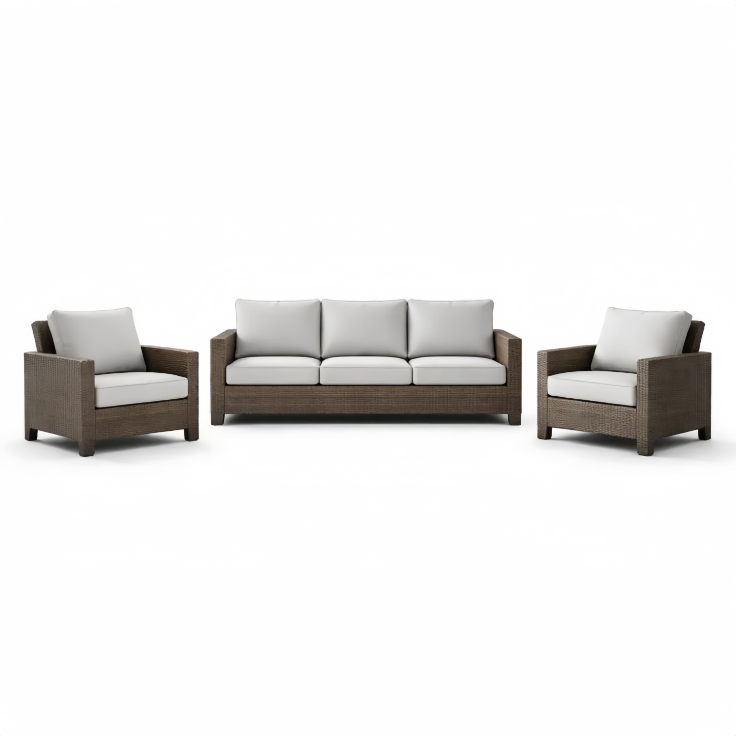 Set Divani da Esterno in Rattan con Cuscini Grigi