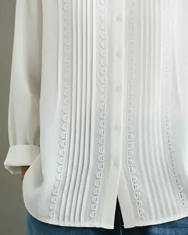 🥳Дамска риза от лен и памук с дантелена облицовка и пачуърк💯