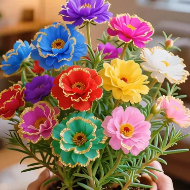 Златна дантелена портулака🌸✨ Разкошни двойни цветове за безпроблемно лято