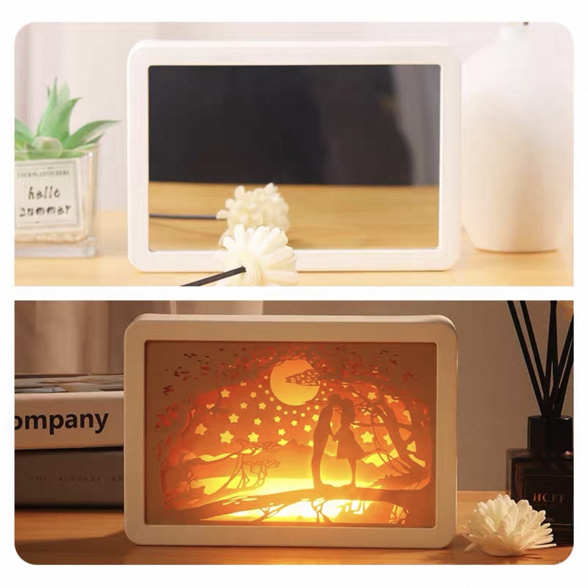 Огледален моливник с хартияна лампа