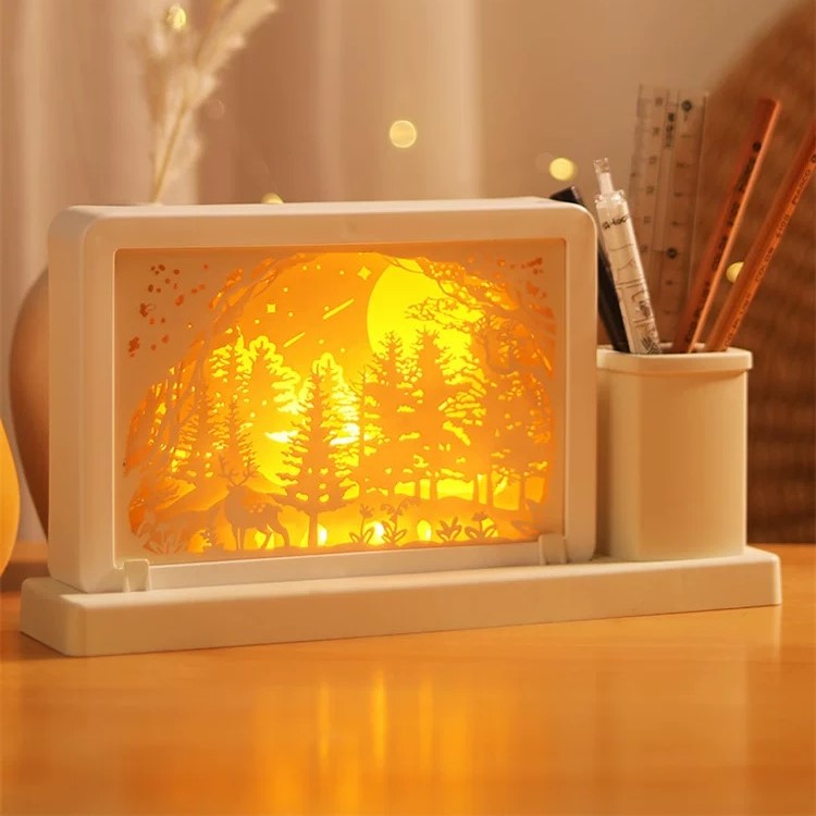 Огледален моливник с хартияна лампа