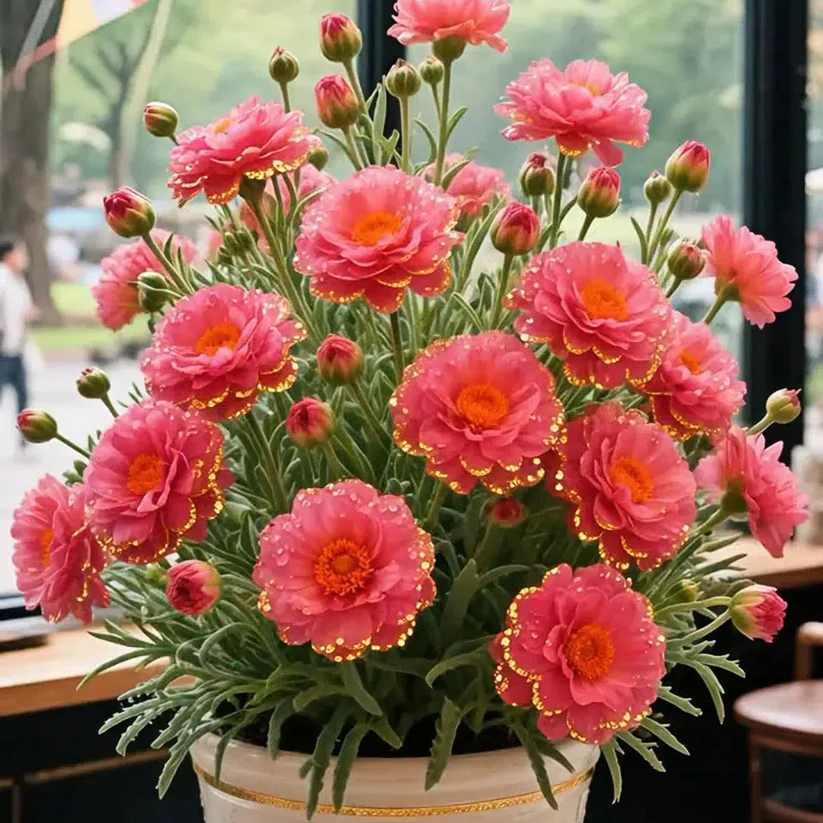 🌼 Златна Дантелена Портулака – Двойни Цветове за Лятна Магия! ✨