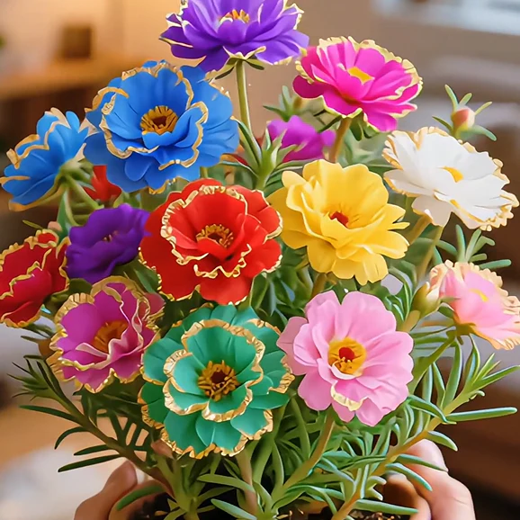 🌼 Златна Дантелена Портулака – Двойни Цветове за Лятна Магия! ✨