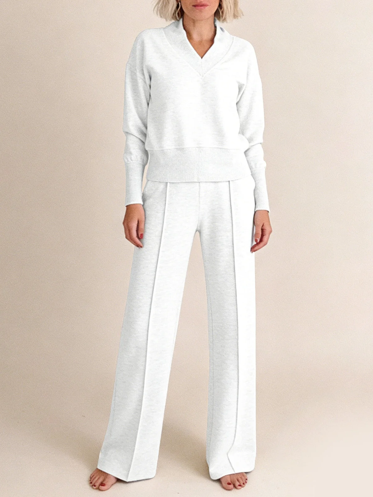 2-частен комплект: свободна блуза и панталони с широки крачоли