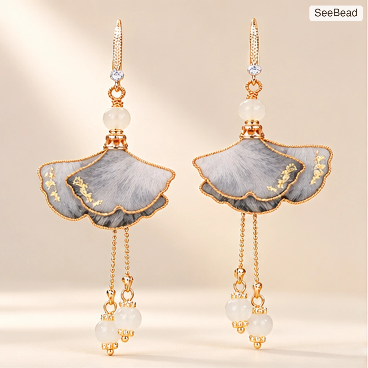 Ink Wash Ginkgo Handmade Ronghua Earrings - cover
