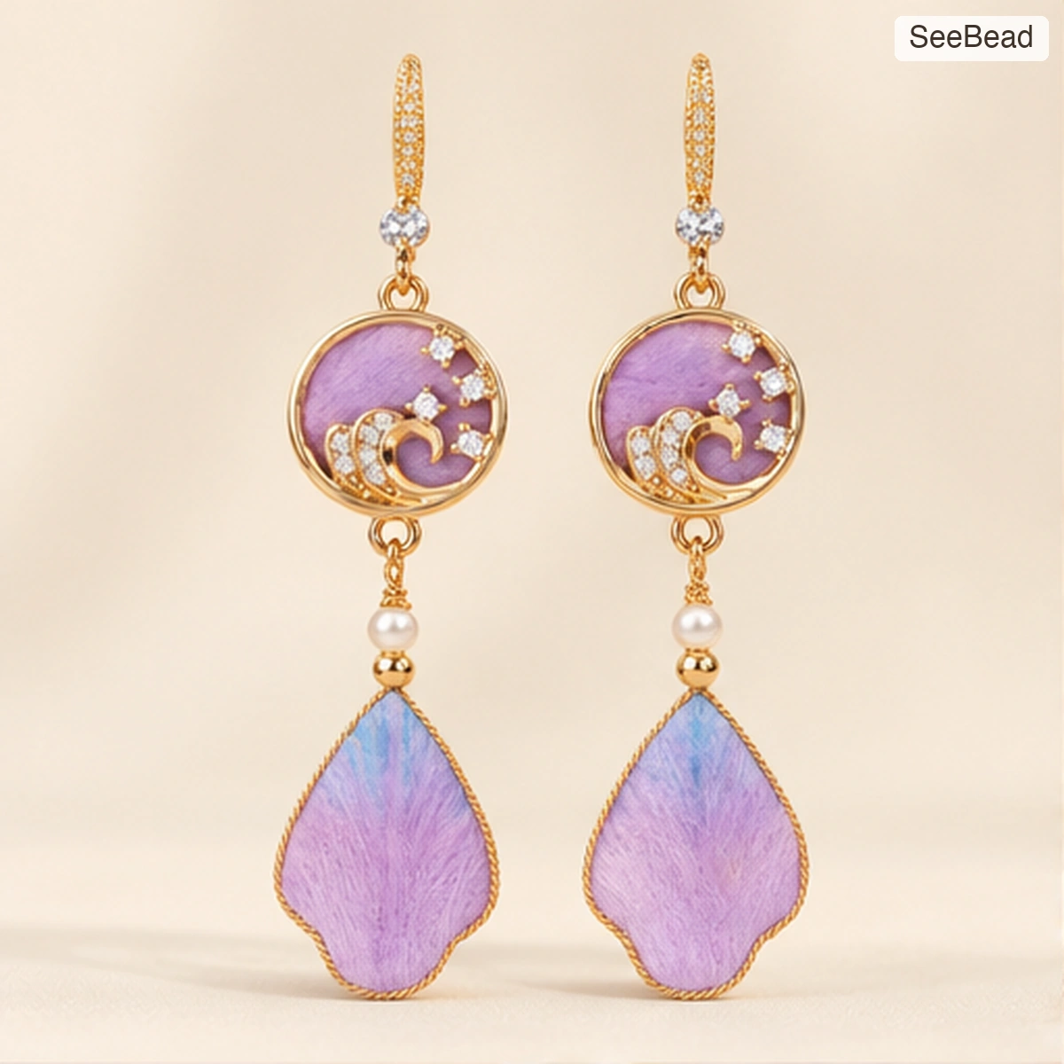 Purple Sunset Handmade Ronghua Earrings - cover