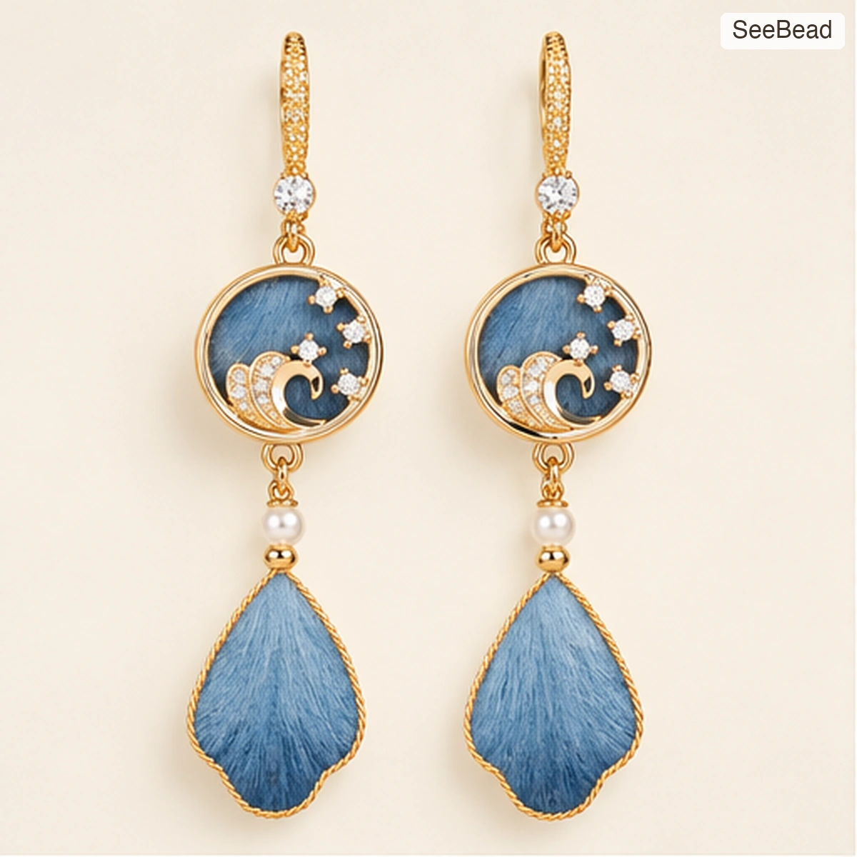 Sky Blue Tide Handmade Ronghua Earrings - cover