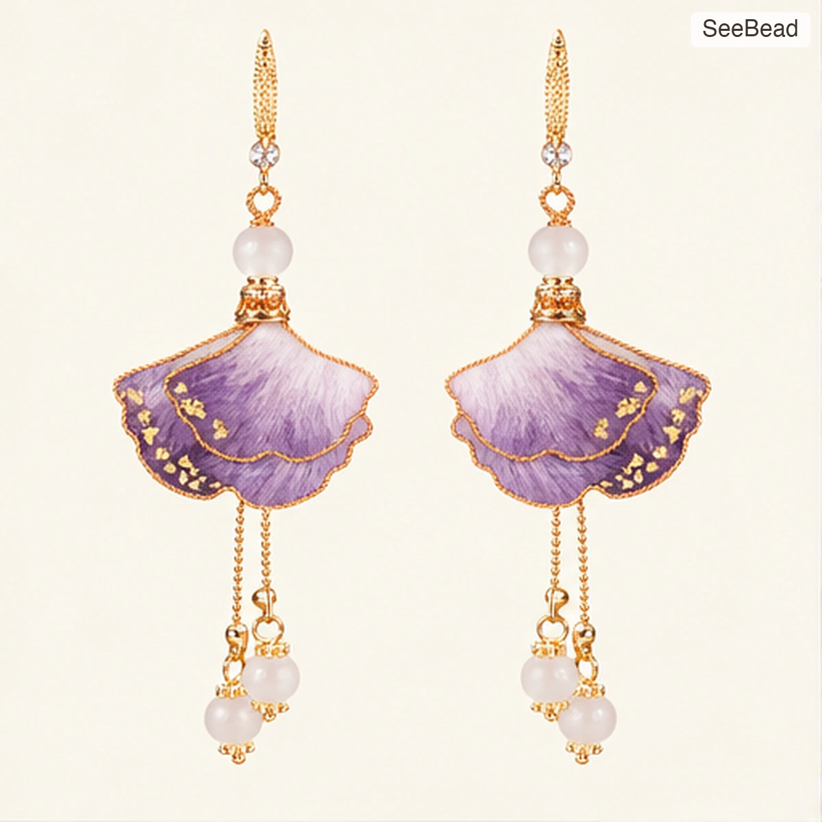 Purple Ginkgo Leaf Handmade Ronghua Earrings - cover