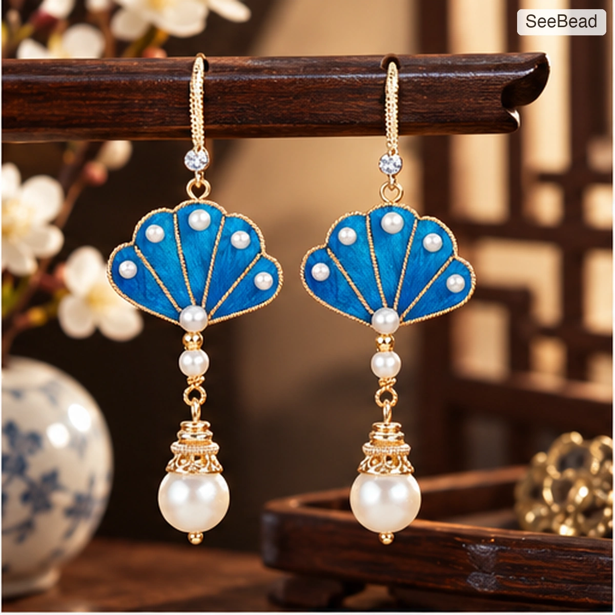 Ocean Shell Handmade Ronghua Earrings - scene