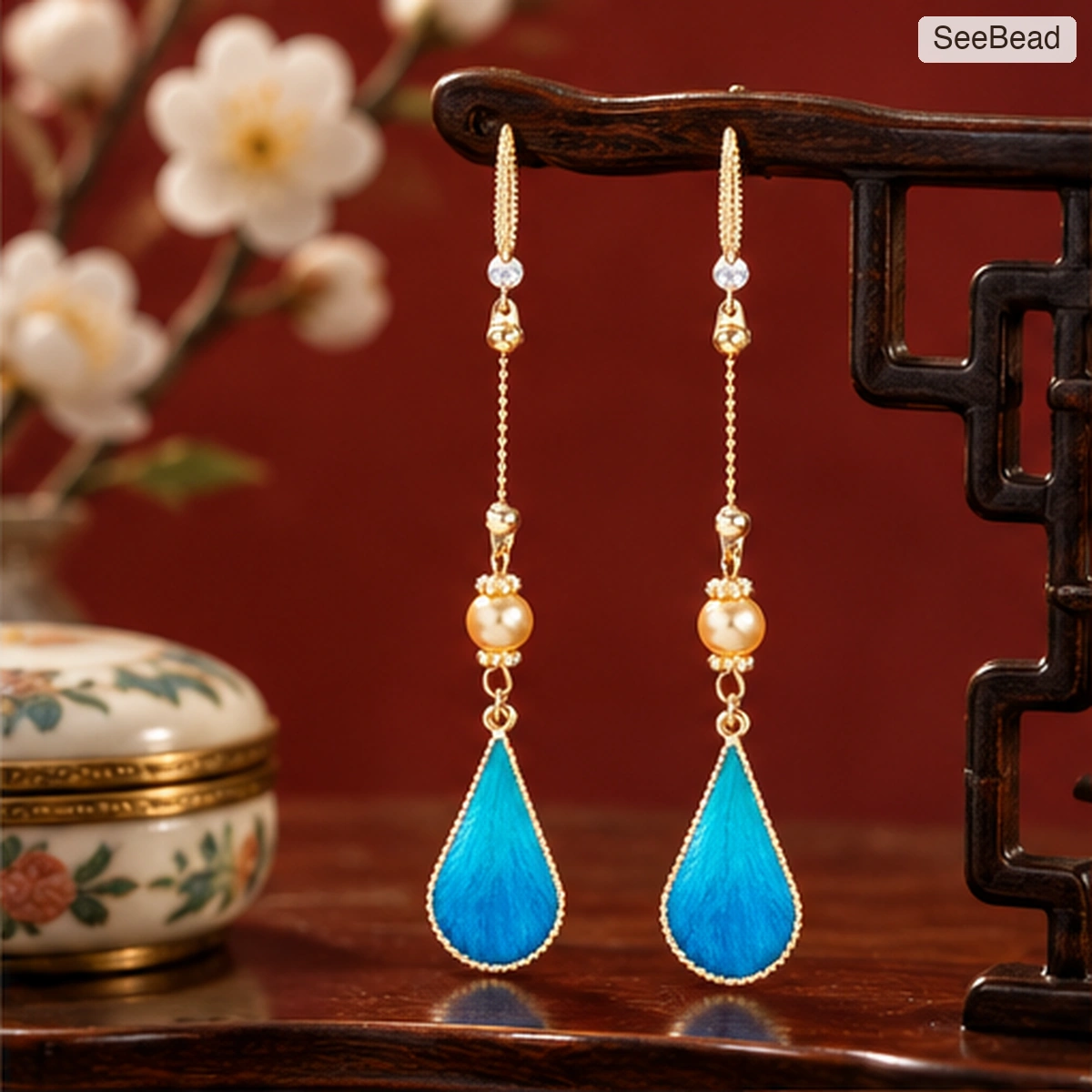Blue Dew Handmade Ronghua Earrings - scene