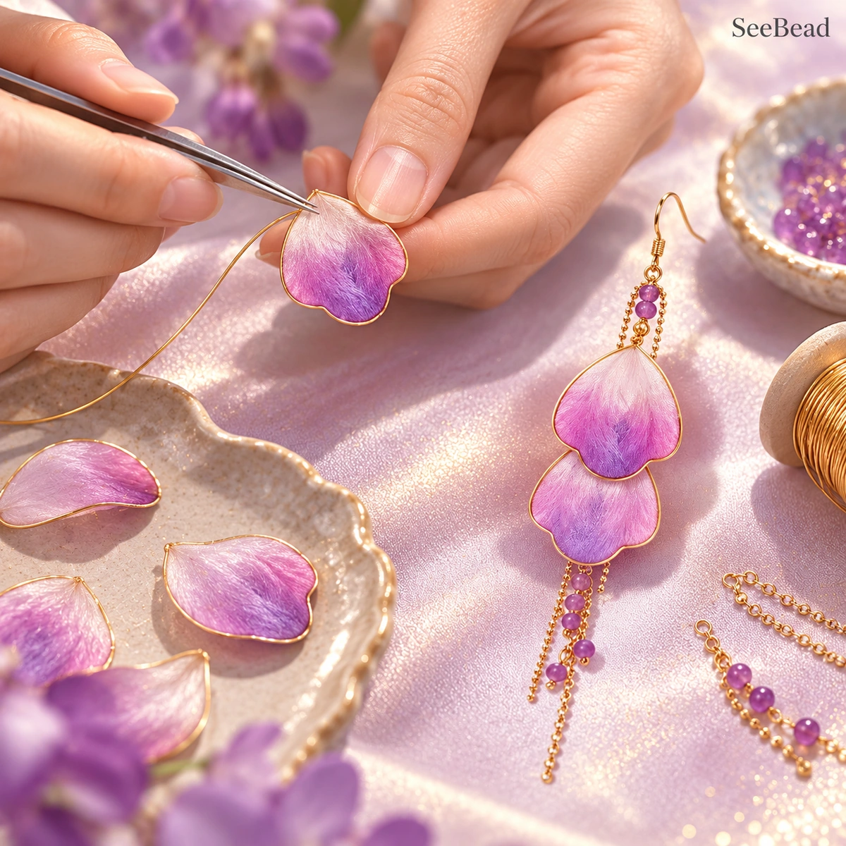 Artisan shaping a Wisteria Ronghua earring