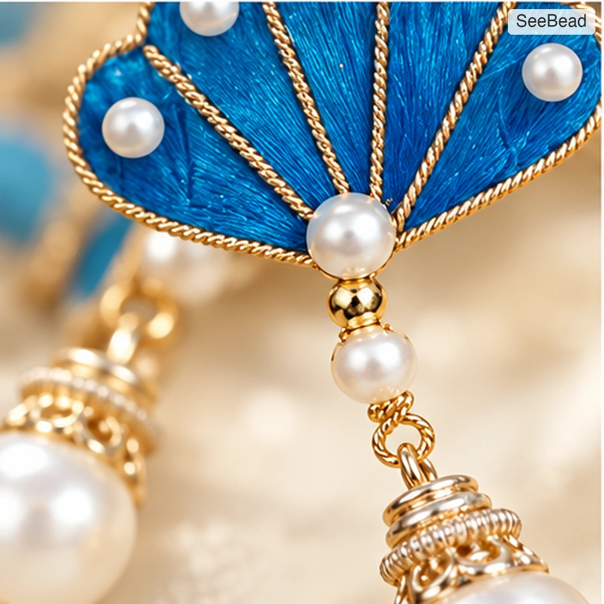 Ocean Shell Handmade Ronghua Earrings - detail