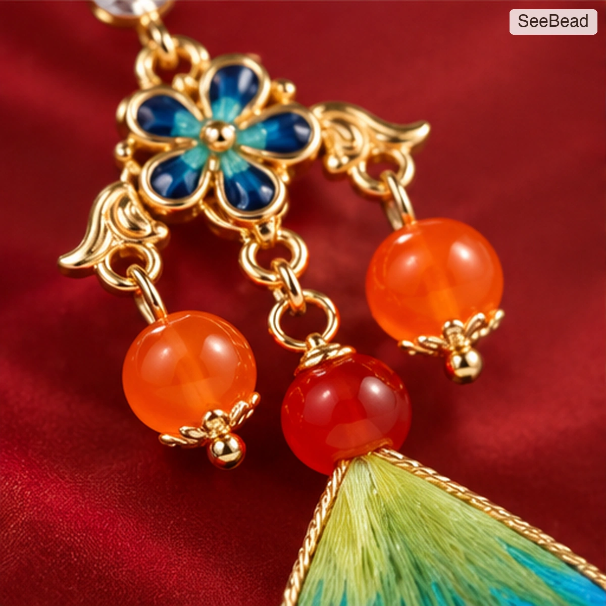 Thousand Miles Landscape Ronghua Earrings - detail