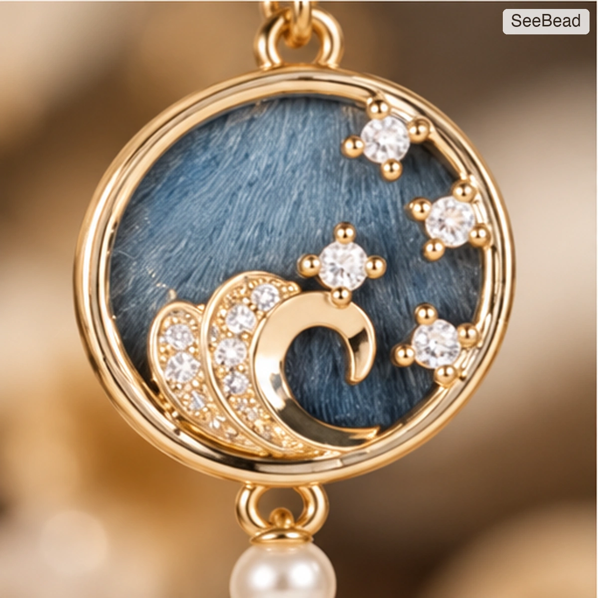 Sky Blue Tide Handmade Ronghua Earrings - detail