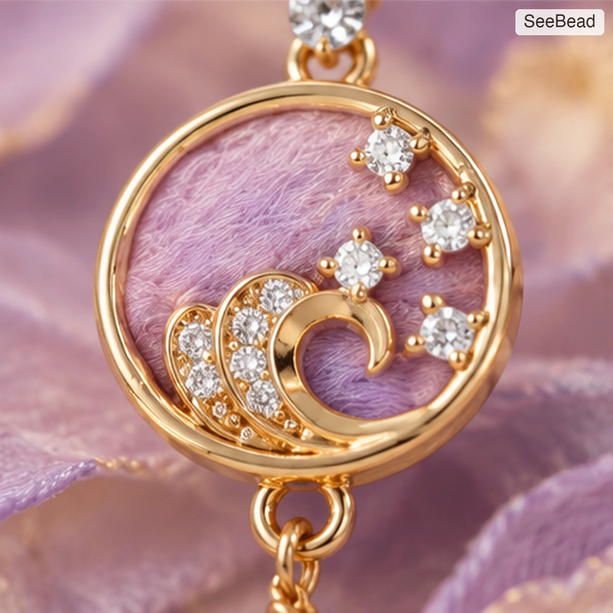 Purple Sunset Handmade Ronghua Earrings - detail