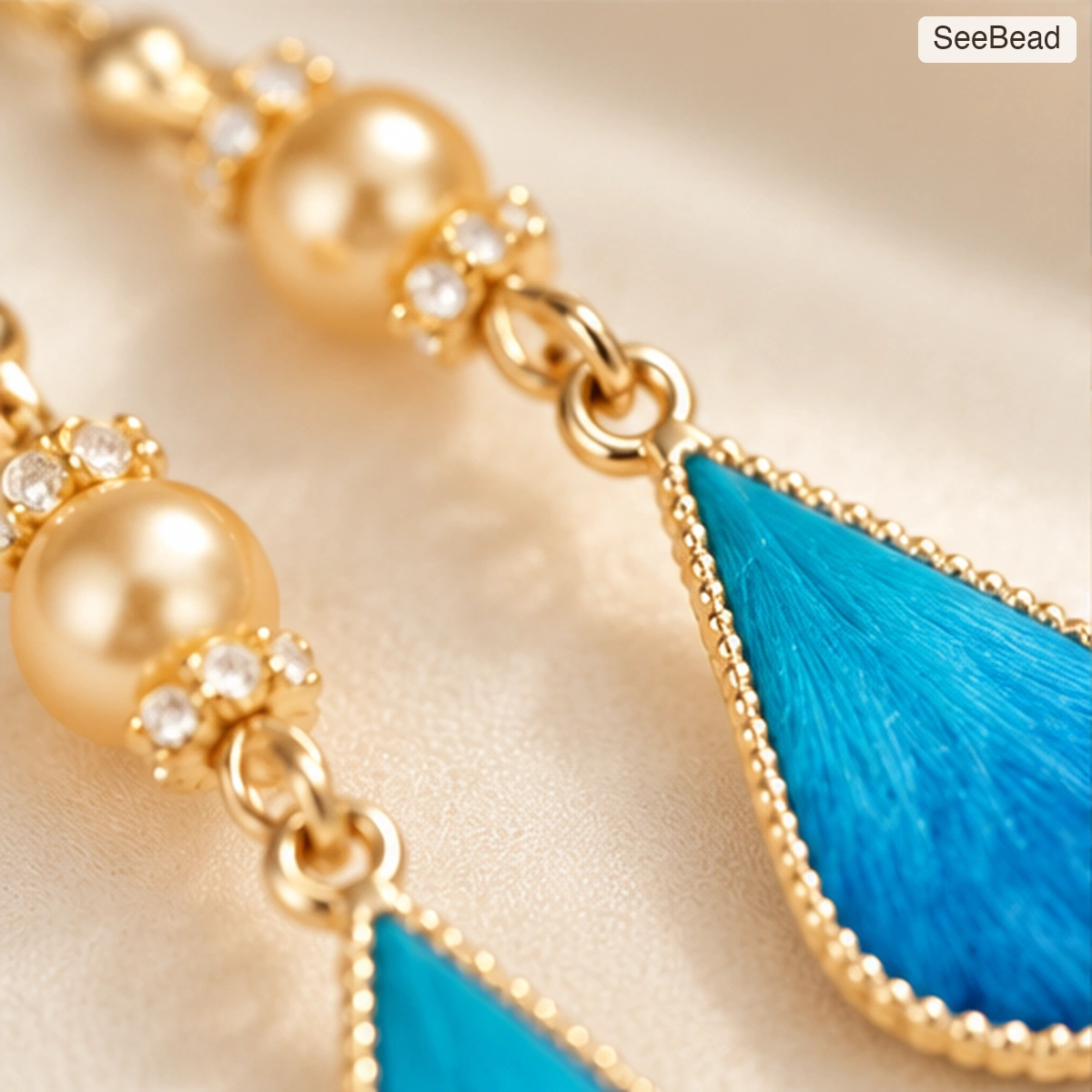Blue Dew Handmade Ronghua Earrings - detail