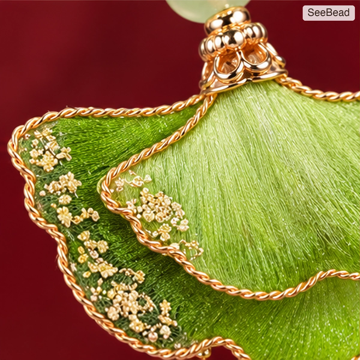 Spring Ginkgo Handmade Ronghua Earrings - detail