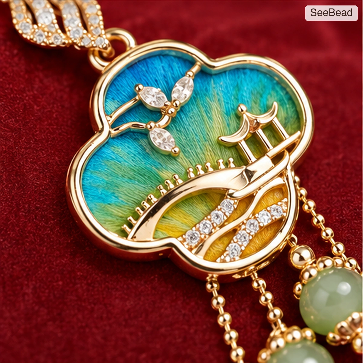 Jiangting Evening Handmade Ronghua Earrings - detail