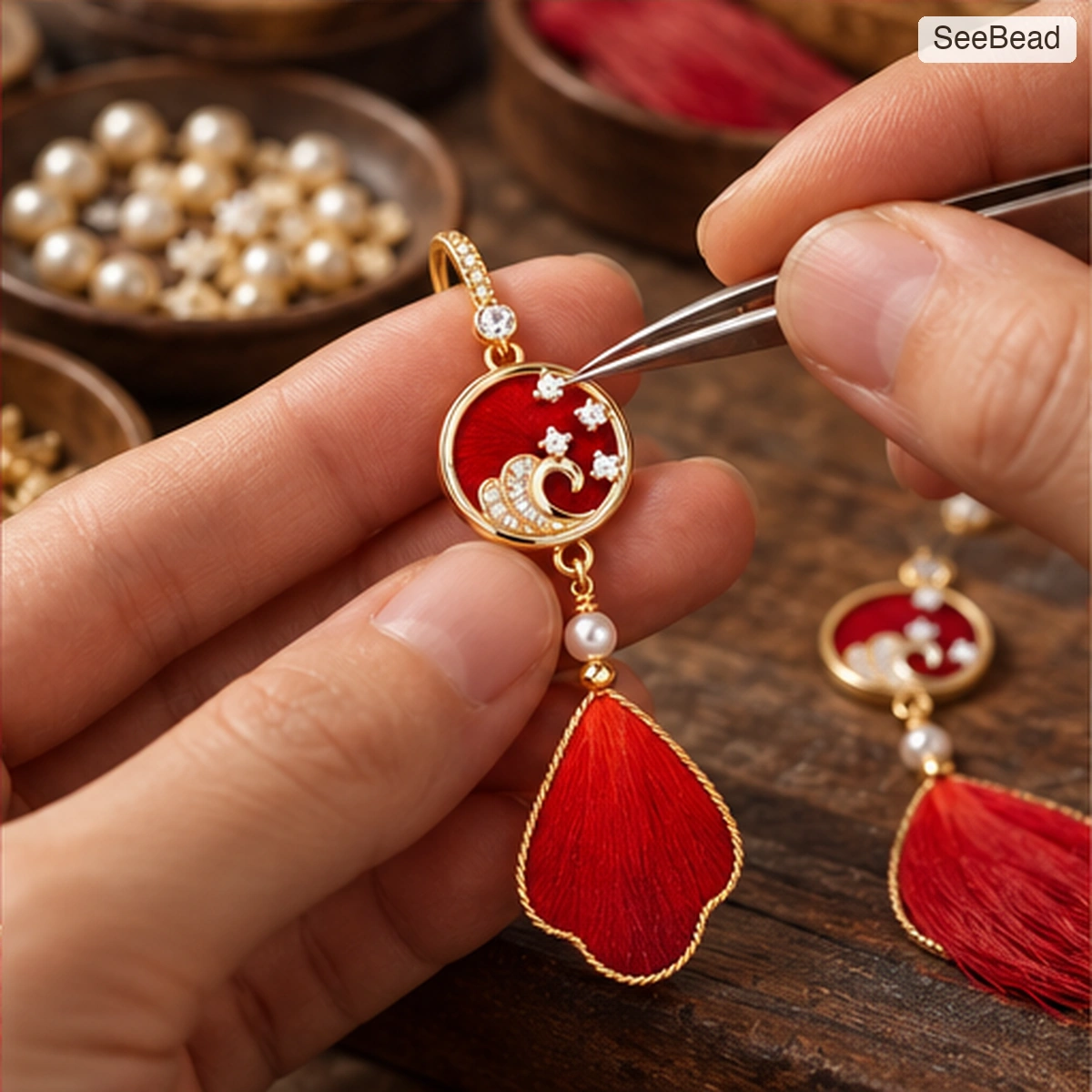 Danxia Sunset Handmade Ronghua Earrings - craft