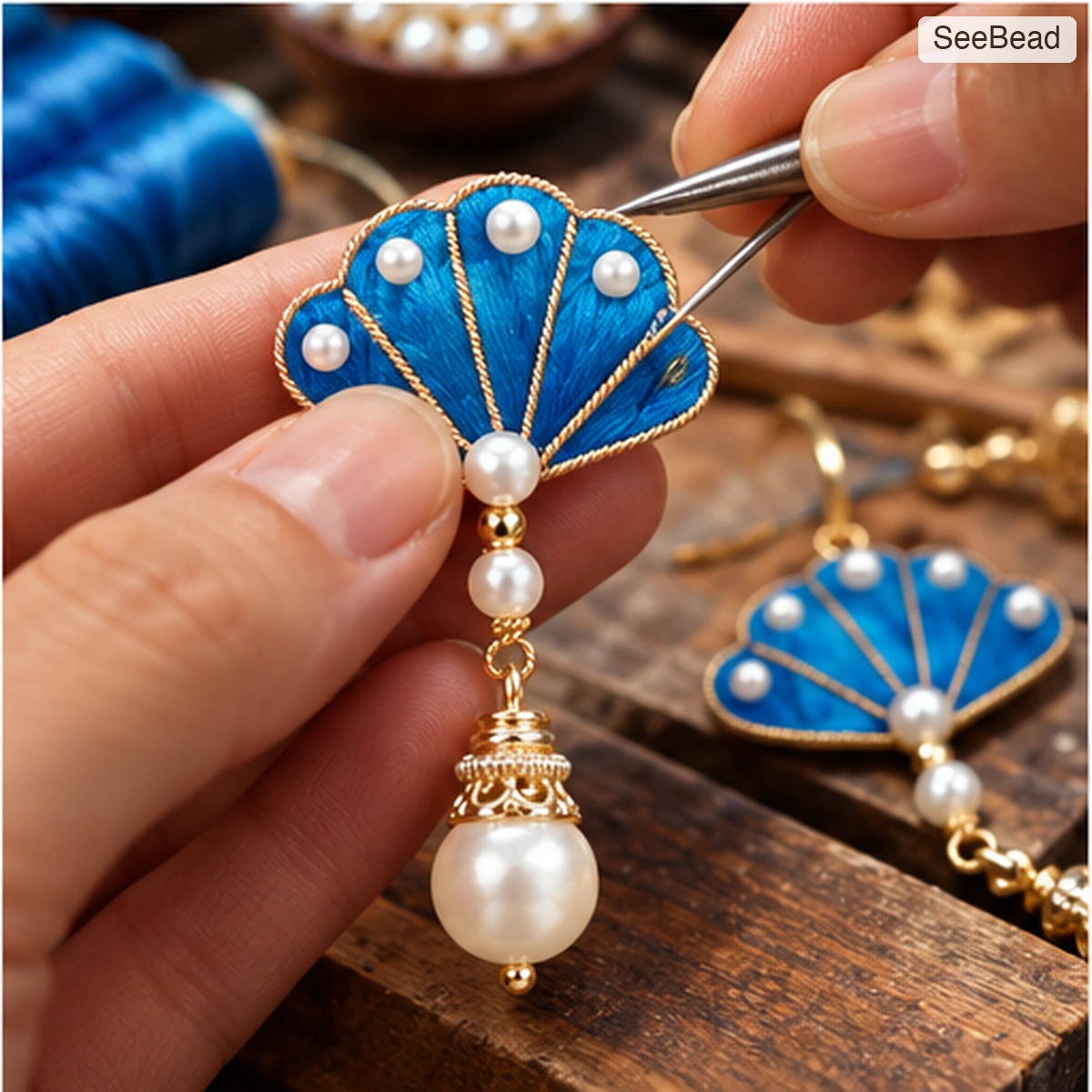 Ocean Shell Handmade Ronghua Earrings - craft