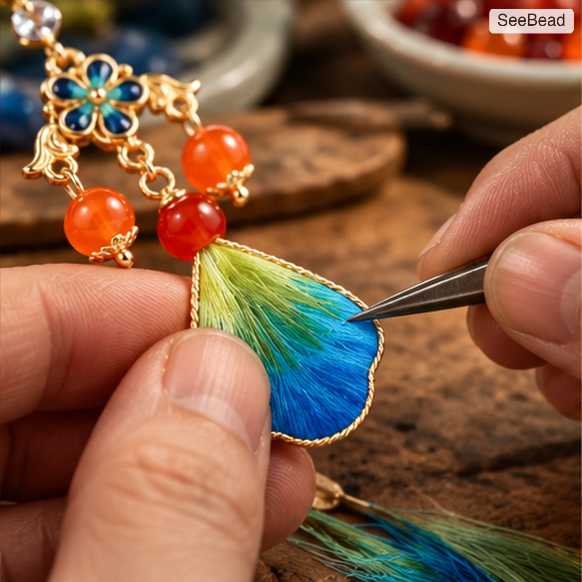 Thousand Miles Landscape Ronghua Earrings - craft