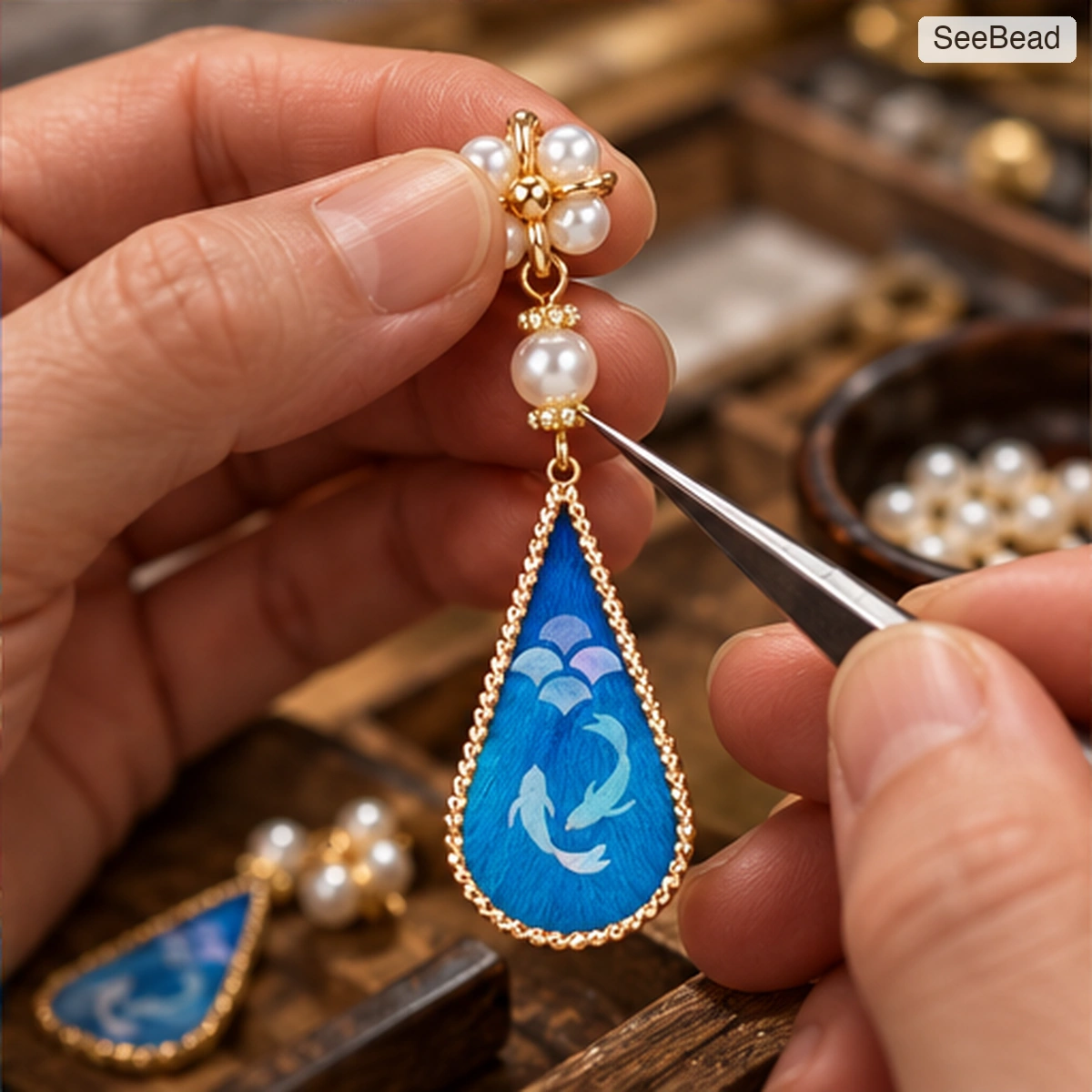 Twin Fish Handmade Ronghua Earrings - craft