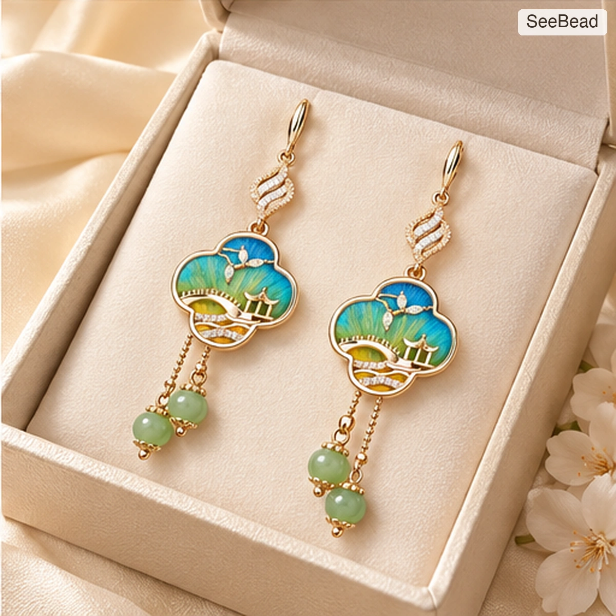 Jiangting Evening Handmade Ronghua Earrings - gift