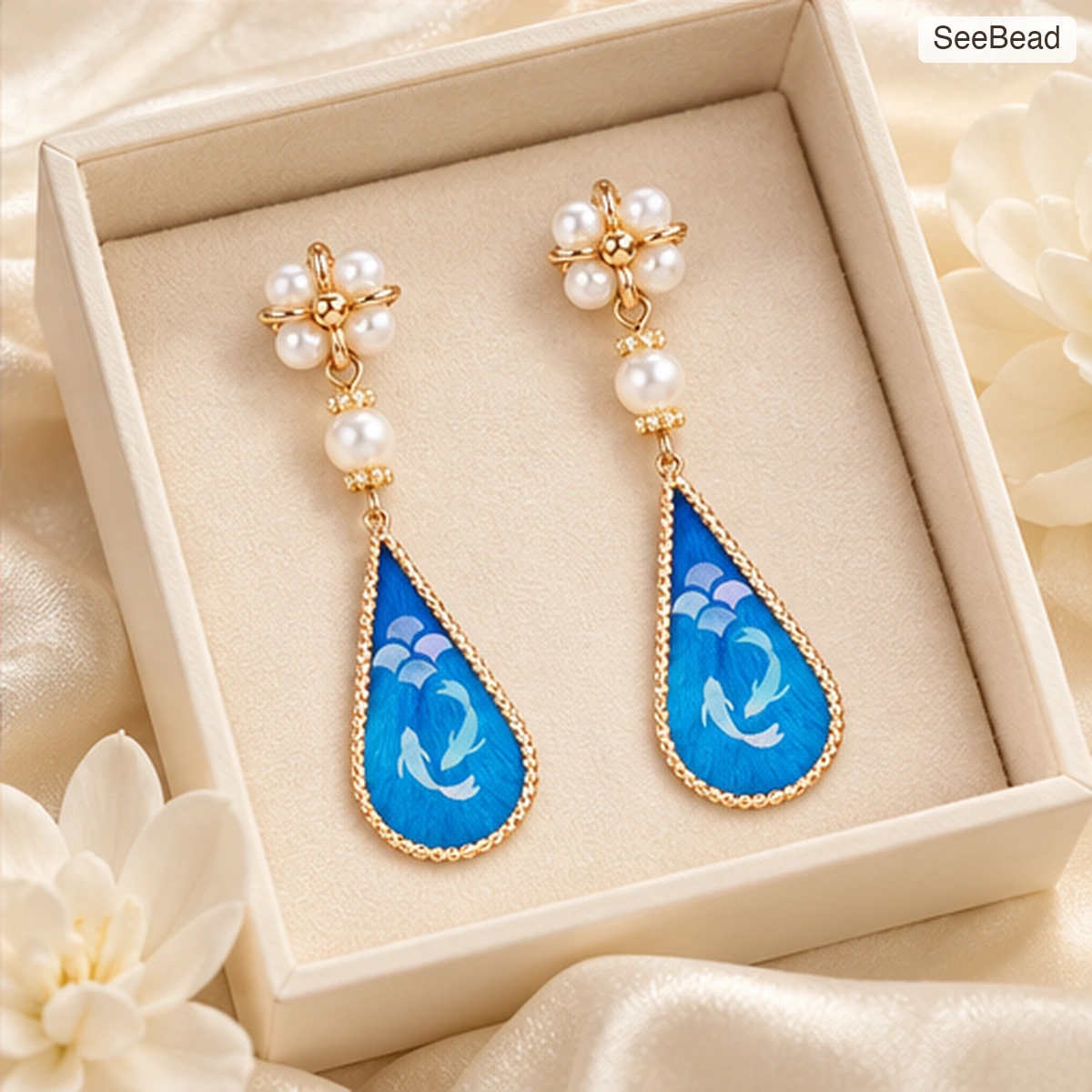 Twin Fish Handmade Ronghua Earrings - gift