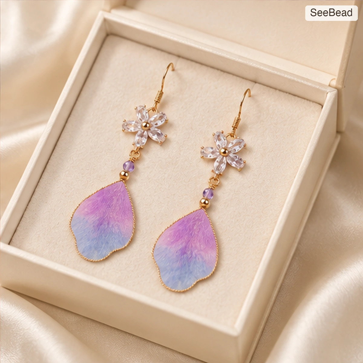 Purple Cloud Handmade Ronghua Earrings - gift