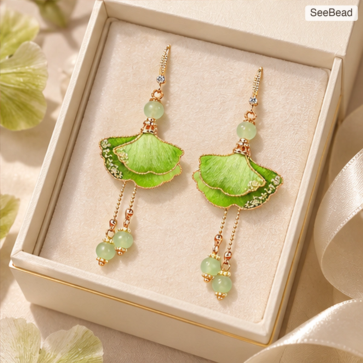 Spring Ginkgo Handmade Ronghua Earrings - gift