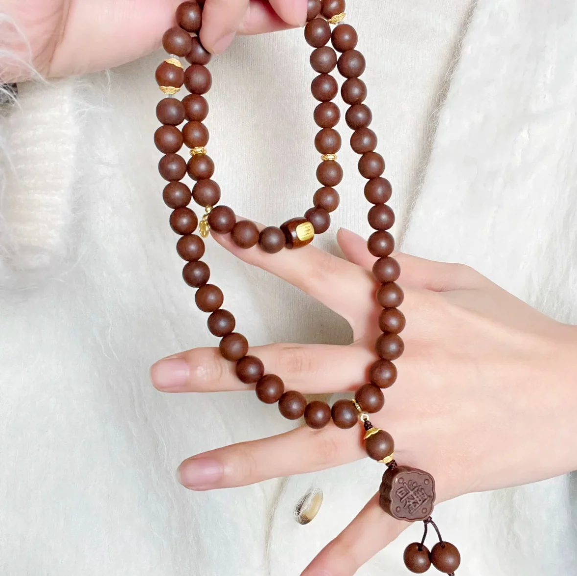 Chinese Herbal Aromatherapy Bracelet & Necklace – Dual Use Round Beads for Calm & Prosperity