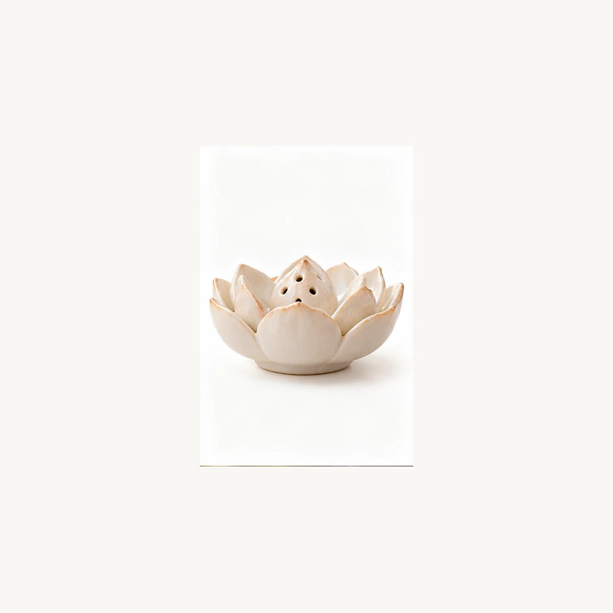 Mini Ceramic Lotus Incense Holder - white view