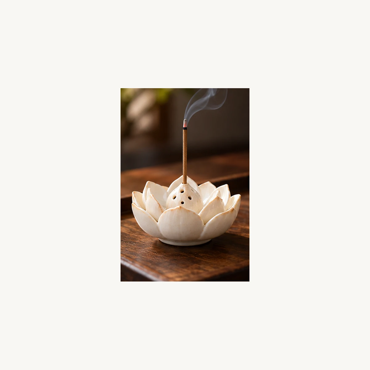 Mini Ceramic Lotus Incense Holder - use view