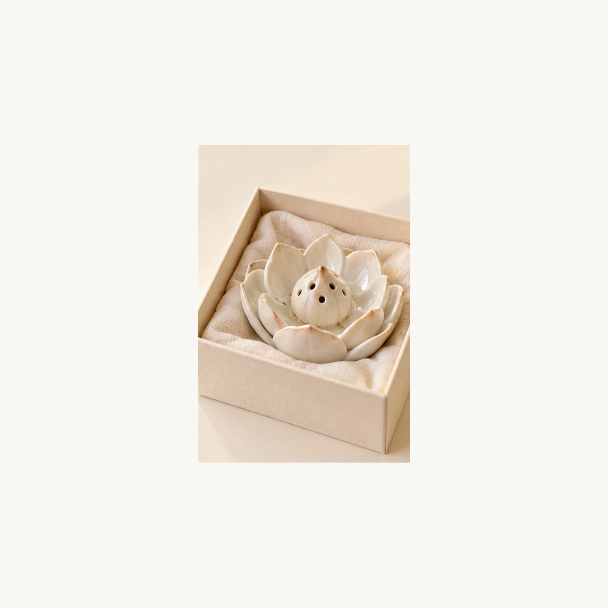 Mini Ceramic Lotus Incense Holder - gift view