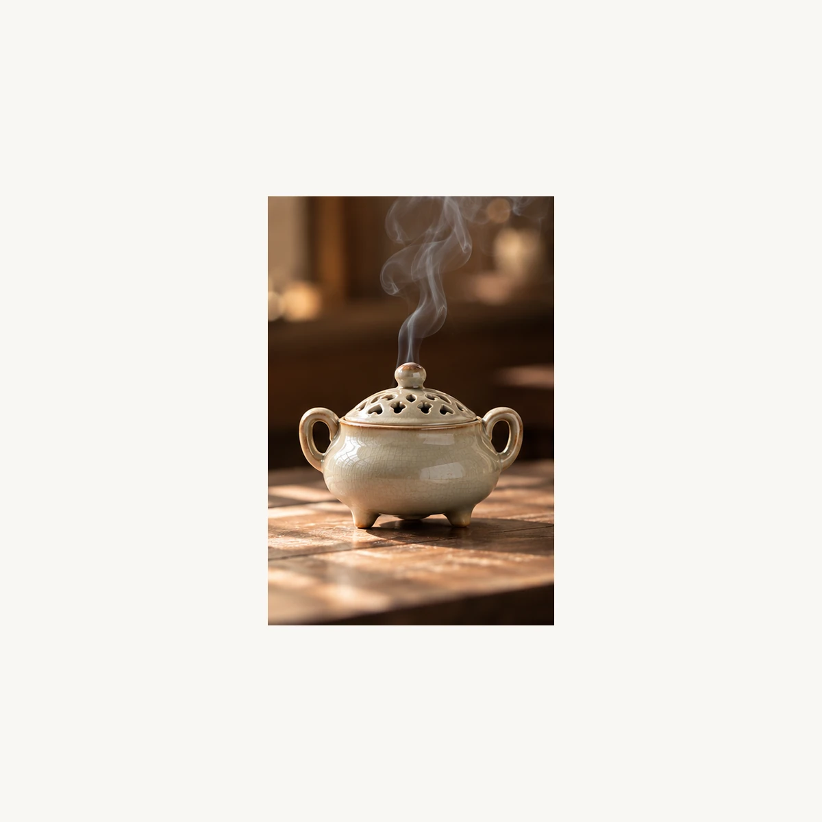 Twin-Handle Ceramic Incense Burner - use view