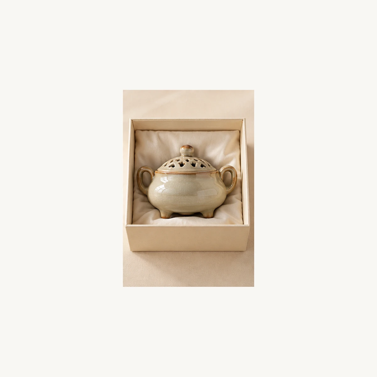 Twin-Handle Ceramic Incense Burner - gift view