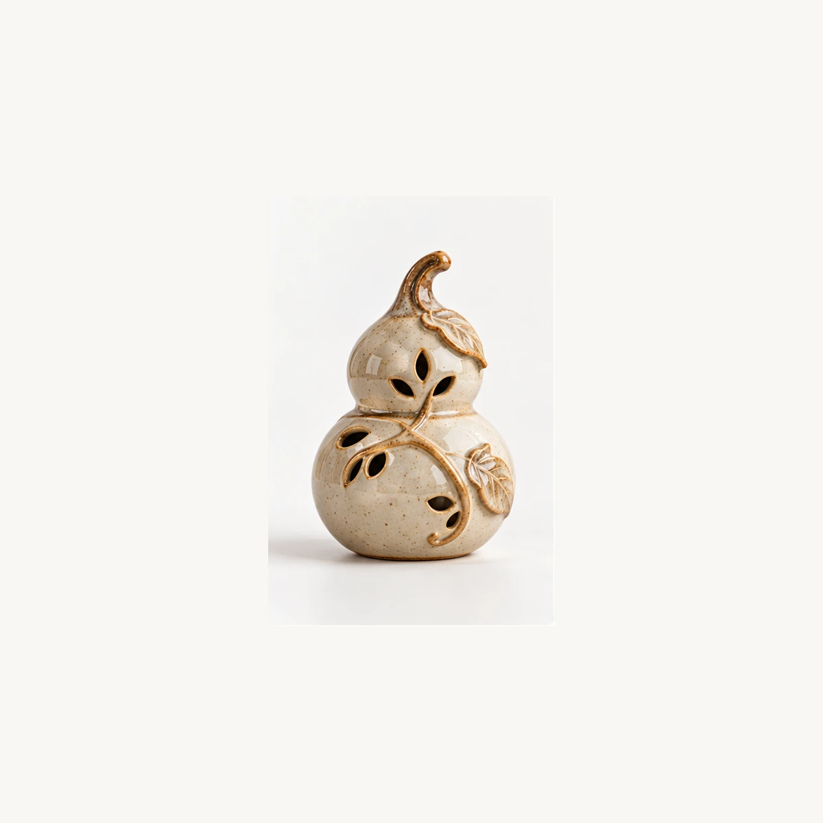 Ceramic Gourd Incense Holder - white view