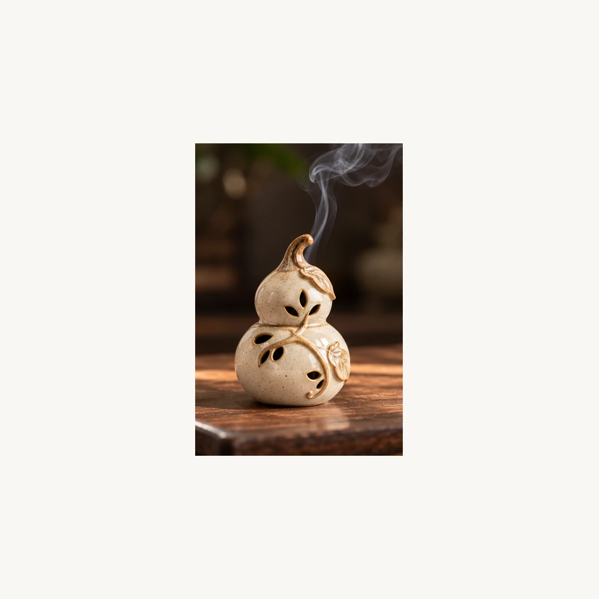 Ceramic Gourd Incense Holder - use view