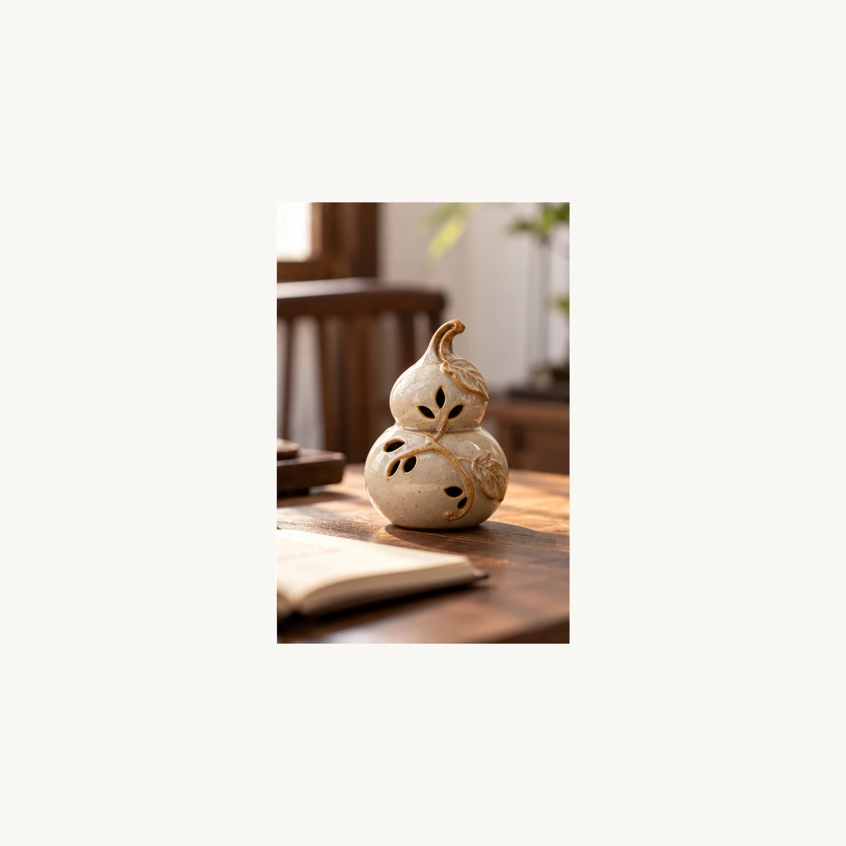 Ceramic Gourd Incense Holder - scene view