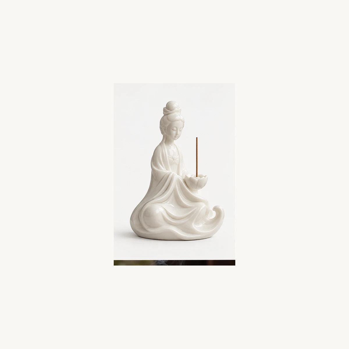 White Porcelain Figure Incense Holder - white view